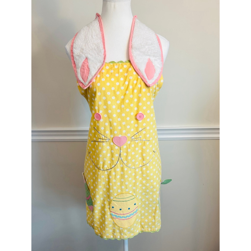 Pier 1 Imports Yellow Polka Dot Bunny Apron Adult